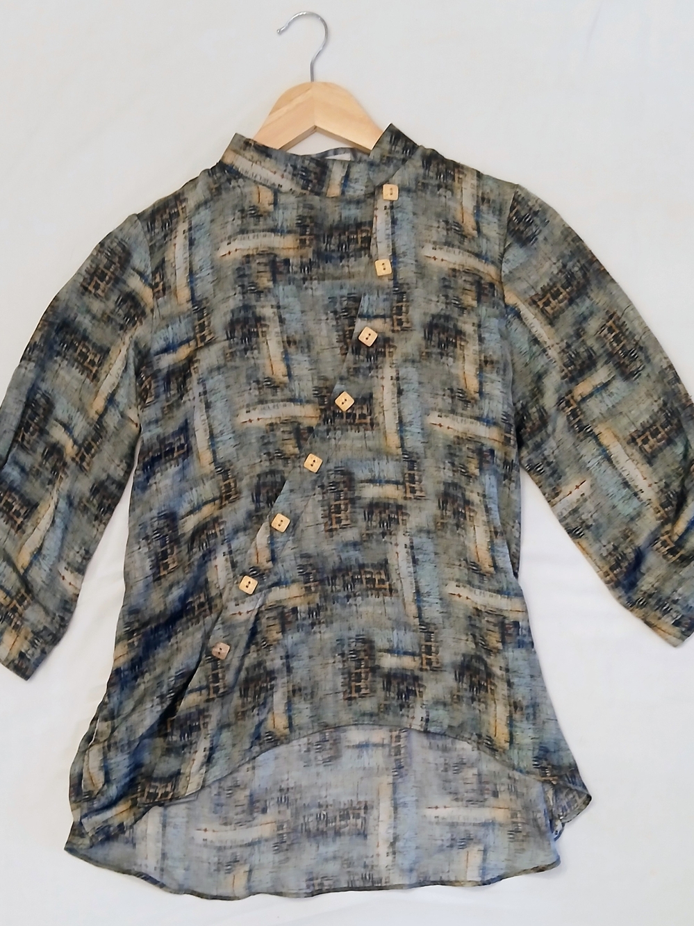 Vintage Divyaanaa by Ripple Abstract Print Asymmetric Button Blouse Size S Italy
